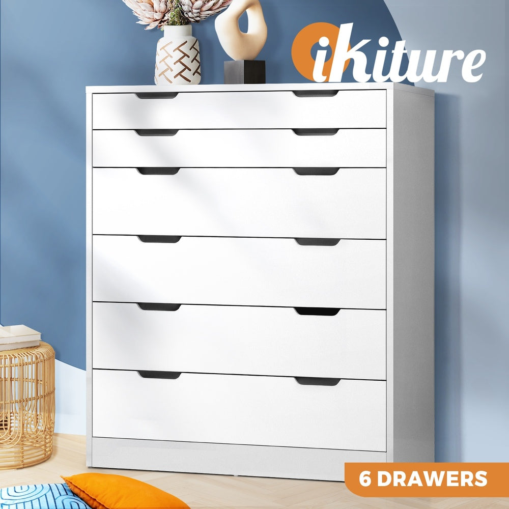 Oikiture 6 Chest of Drawers Tallboy White