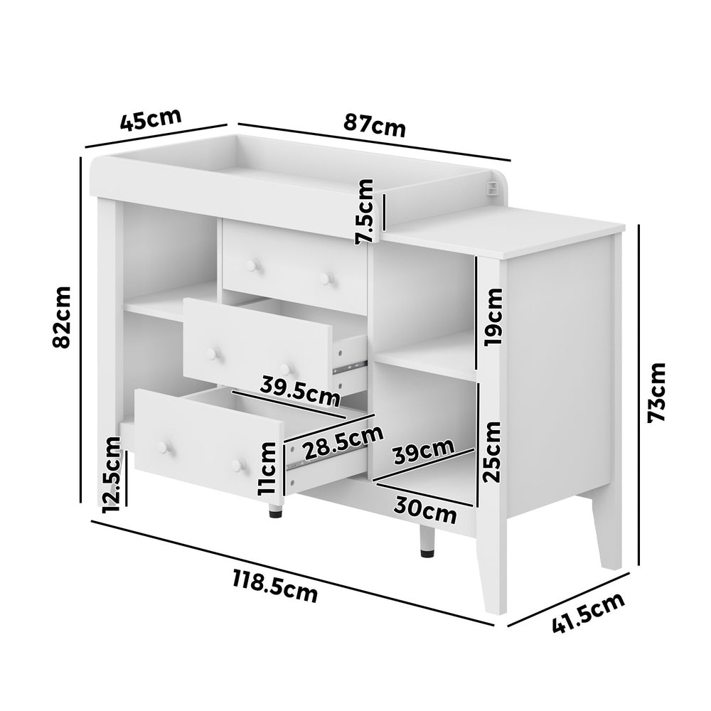 Oikiture Baby Changing Table Chest of Drawers Cabinet Nursery Furniture