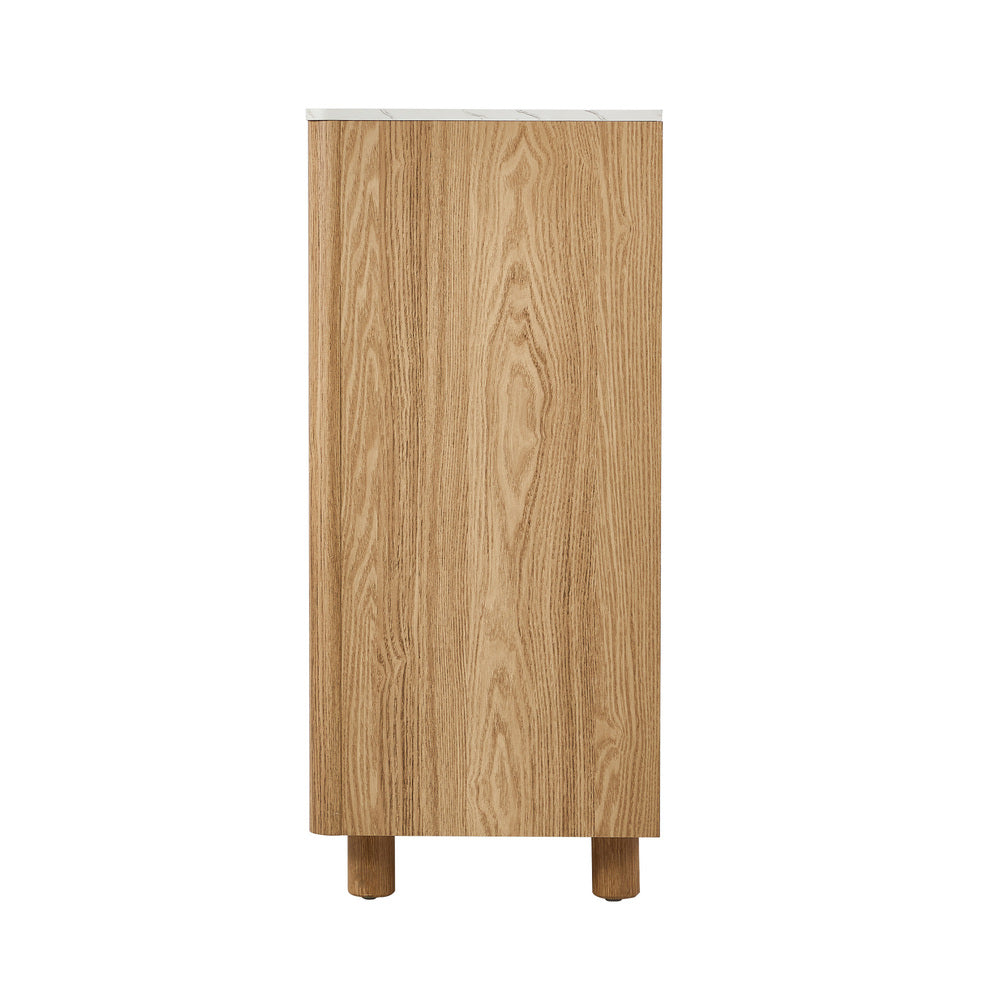 Oikiture 4 Chest of Drawers Dresser Faux Marble Top Natural