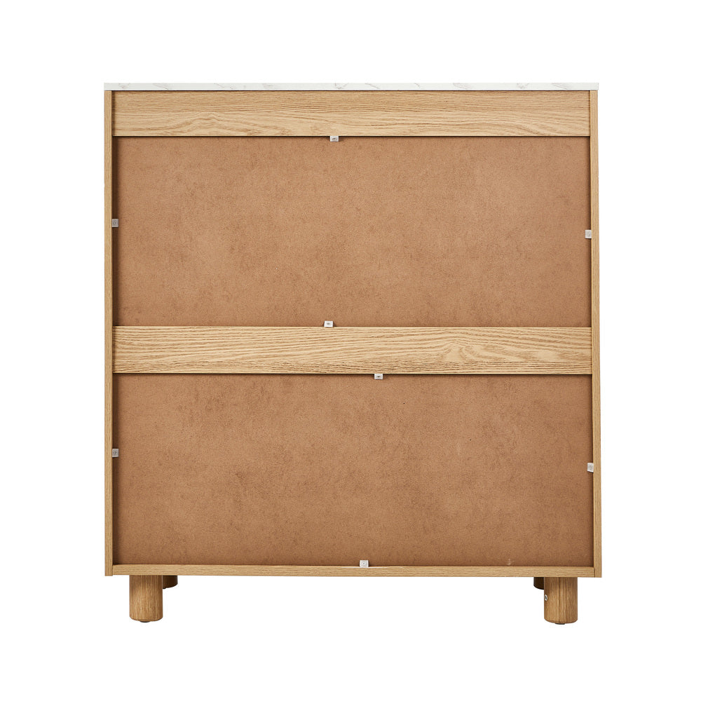 Oikiture 4 Chest of Drawers Dresser Faux Marble Top Natural