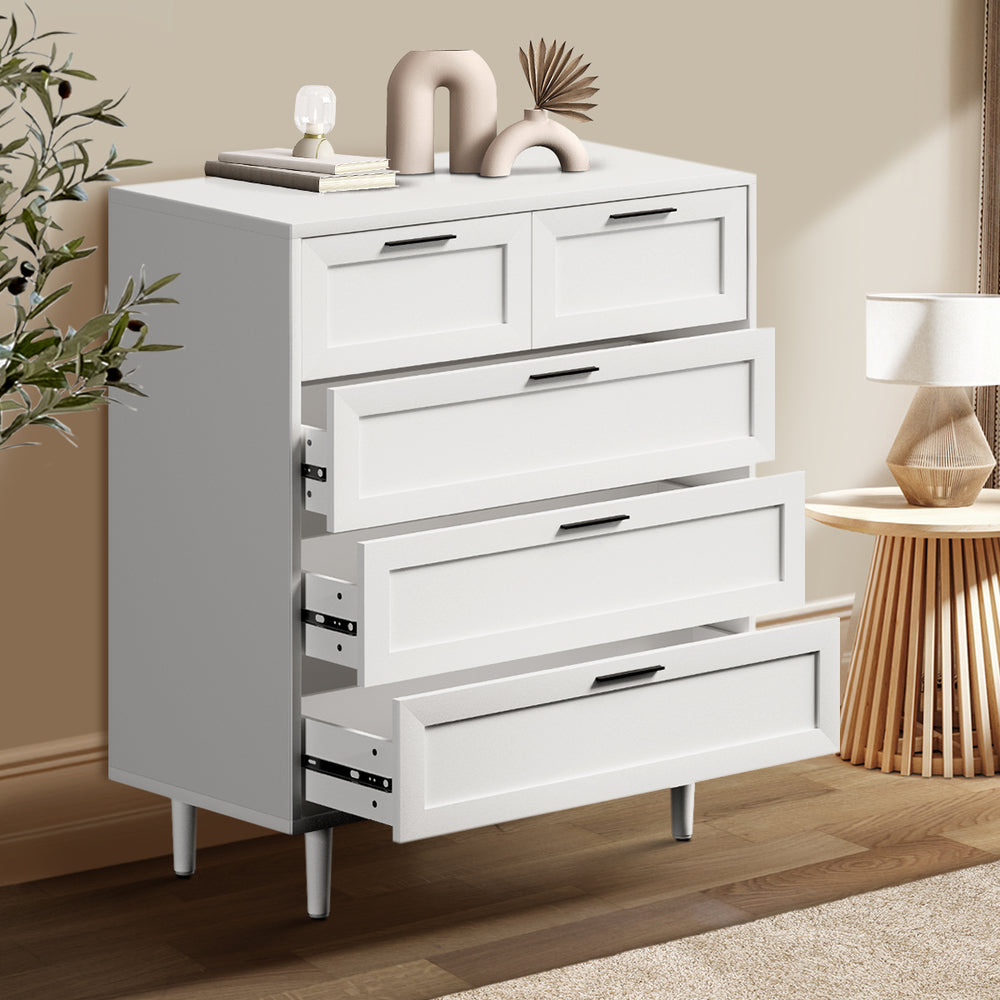 Oikiture 5 Chest of Drawers Dresser Tallboy White