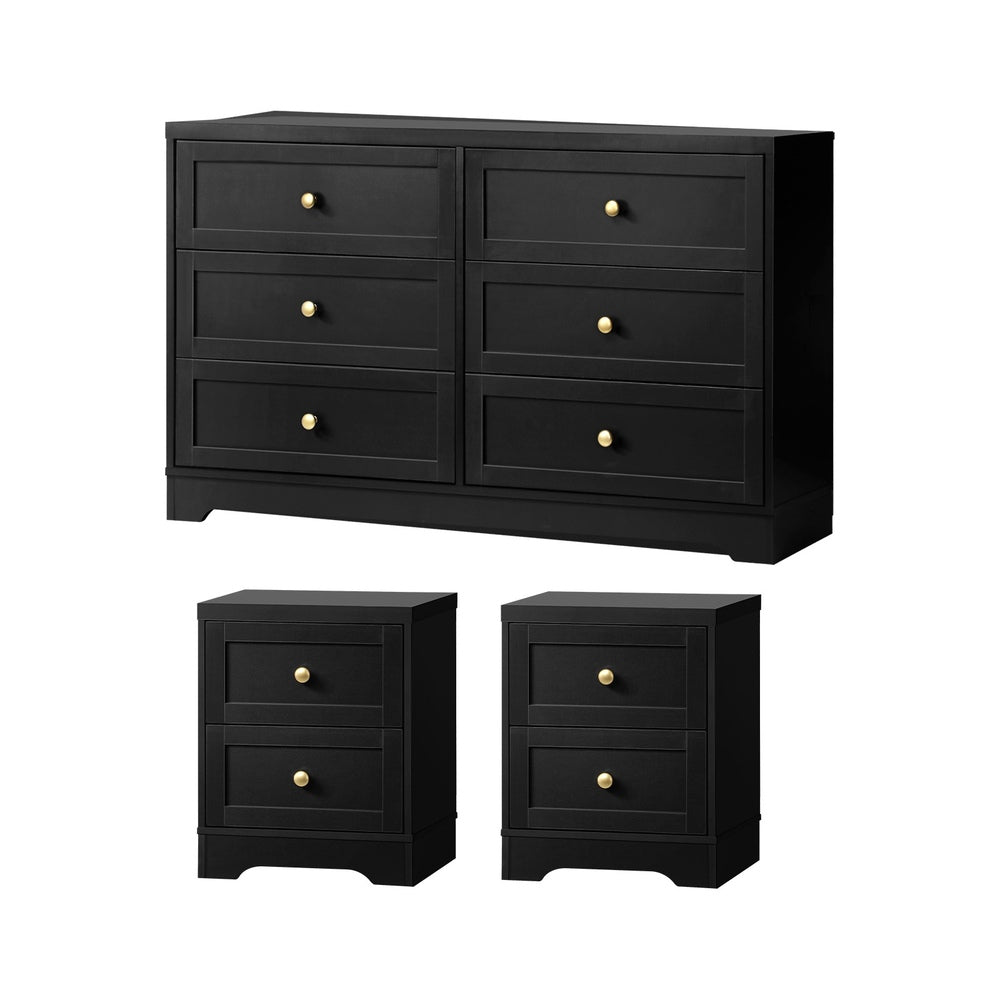 Oikiture 6 Chest of Drawers and 2 Bedside Tables Hamptons Furniture Set