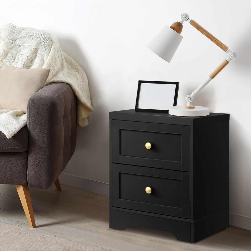 Oikiture 7 Chest of Drawers and Bedside Table Hamptons Furniture Set Black