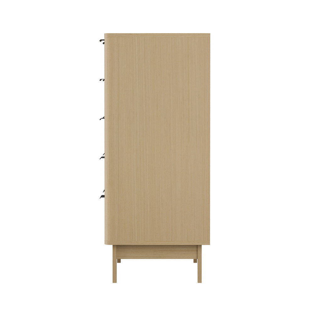 Oikiture 5 Chest of Drawers Dressers Tallboy Stripe Natural