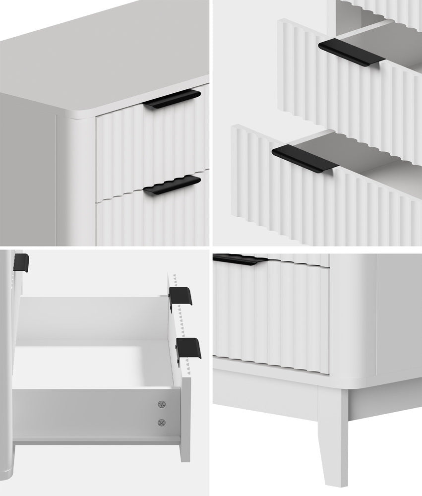 Oikiture 5 Chest of Drawers Dressers Tallboy Stripe White