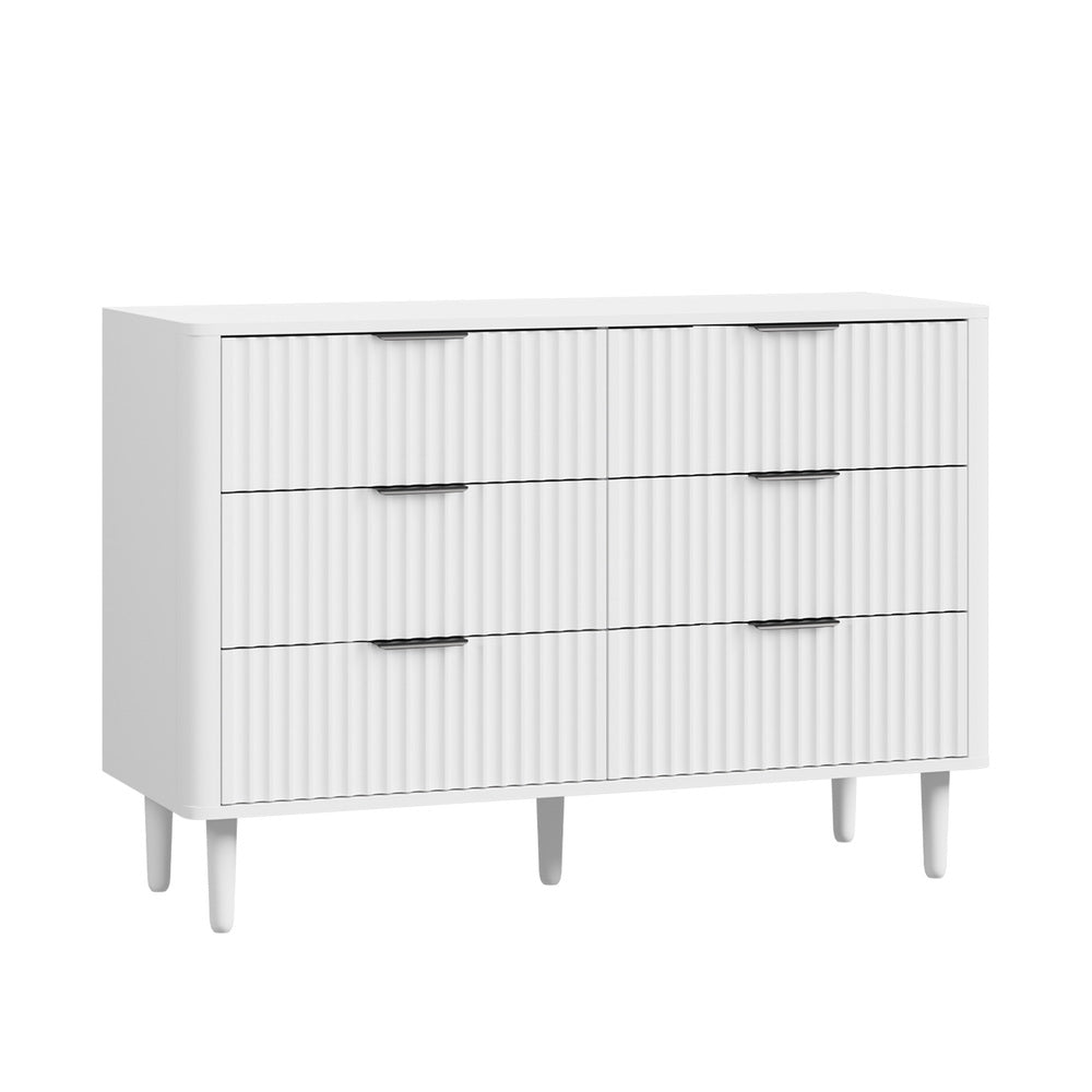 Oikiture 6 Chest of Drawers Dressers Lowboy Stripe White