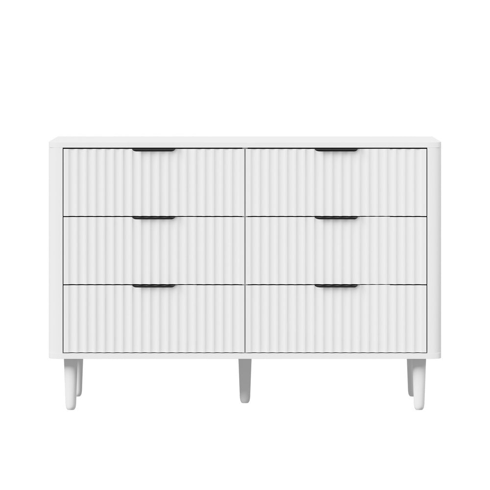 Oikiture 6 Chest of Drawers Dressers Lowboy Stripe White