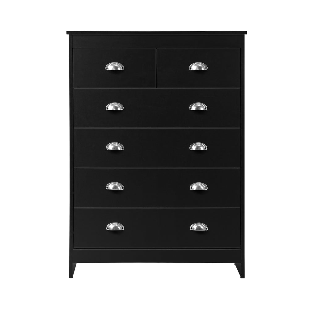 Oikiture 6 Chest of Drawers Tallboy Dresser Black