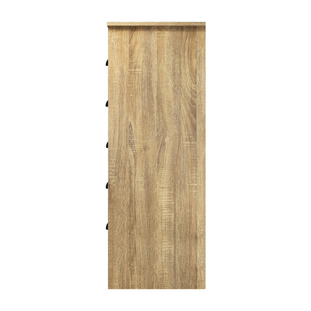 Oikiture Tallboy Chest of Drawer with 6 Drawers Natural Wood