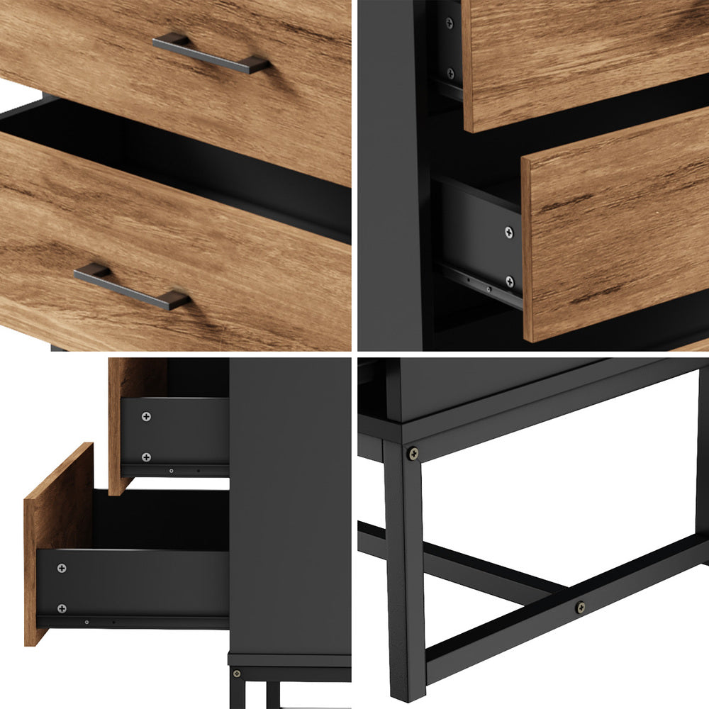 Oikiture 4 Chest of Drawers Tallboy Metal Black