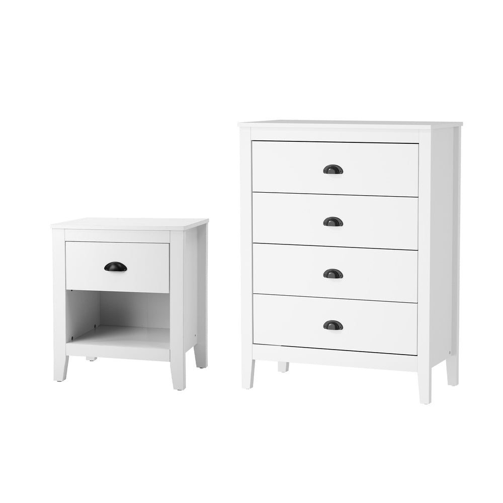 Oikiture 4 Chest of Drawers and Bedside Table Vintage Bedroom Set