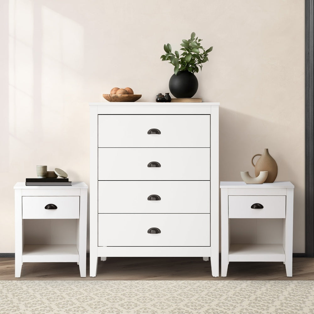 Oikiture 4 Chest of Drawers and 2 Bedside Tables Vintage Bedroom Set