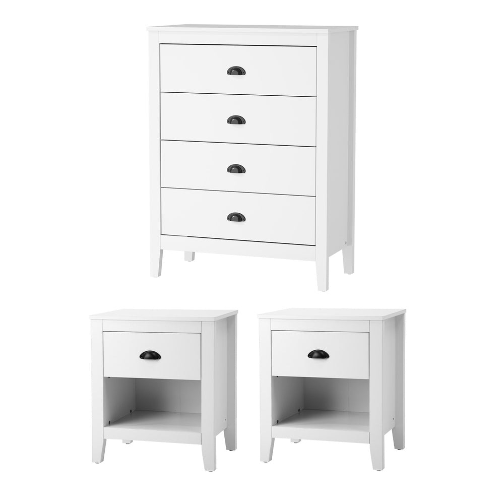Oikiture 4 Chest of Drawers and 2 Bedside Tables Vintage Bedroom Set