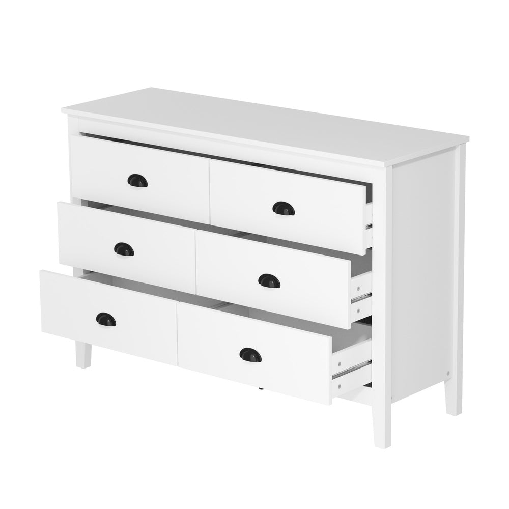 Oikiture 6 Chest of Drawers and Bedside Table Vintage Bedroom Set White
