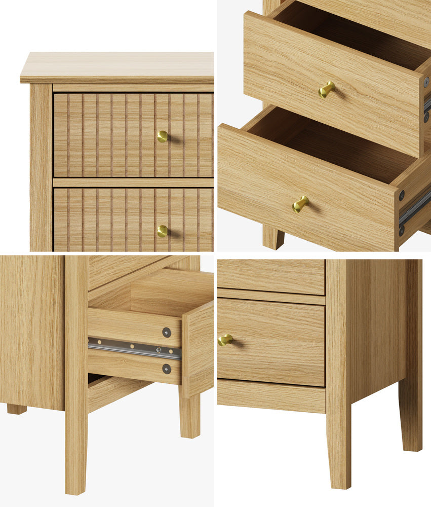 Oikiture 5 Chest of Drawers Dresser Tallboy Storage Cabinet Natural