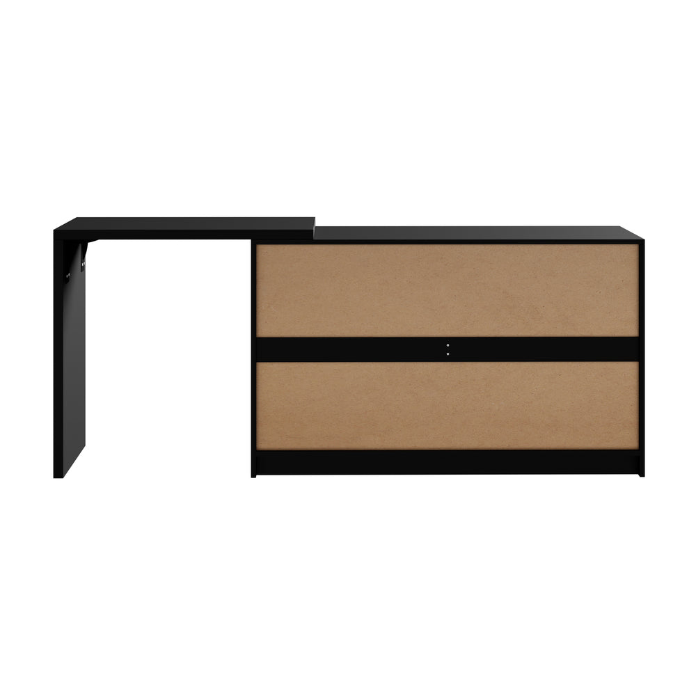 Oikiture 6 Chest of Drawers Dresser with Side Table Black