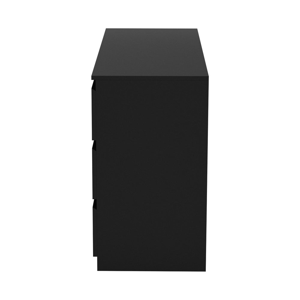 Oikiture 6 Chest of Drawers Lowboy Dresser Table Bedroom Black