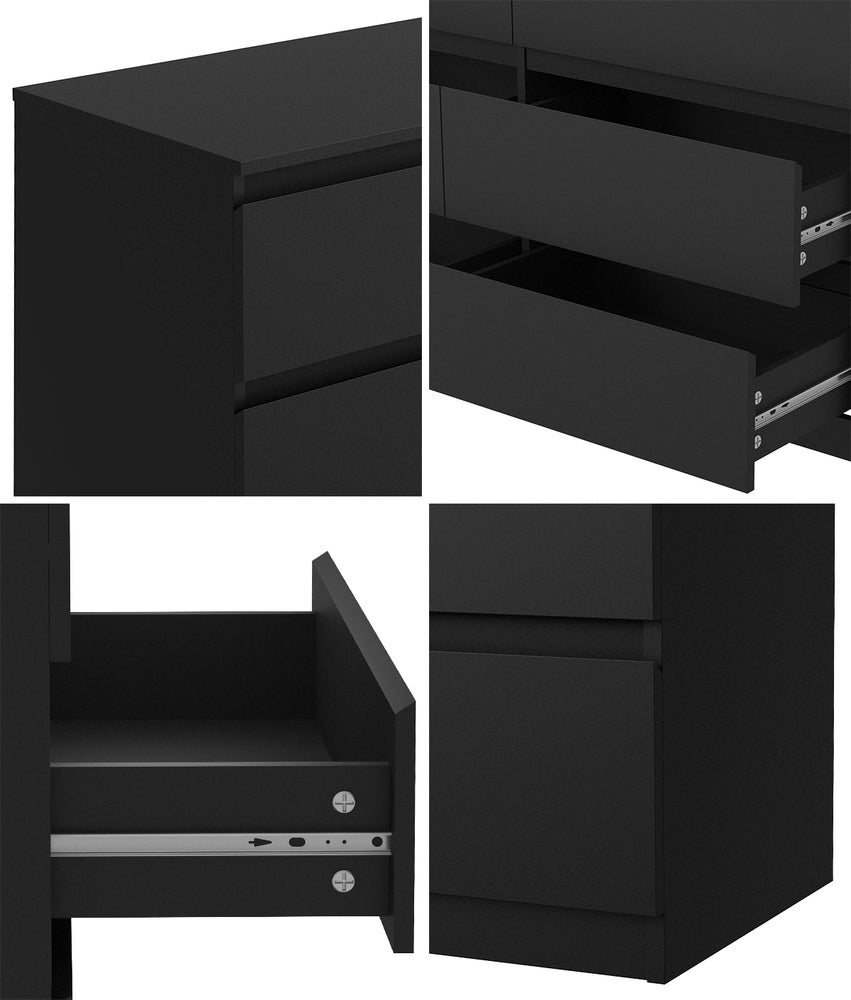 Oikiture 6 Chest of Drawers Lowboy Dresser Table Bedroom Black