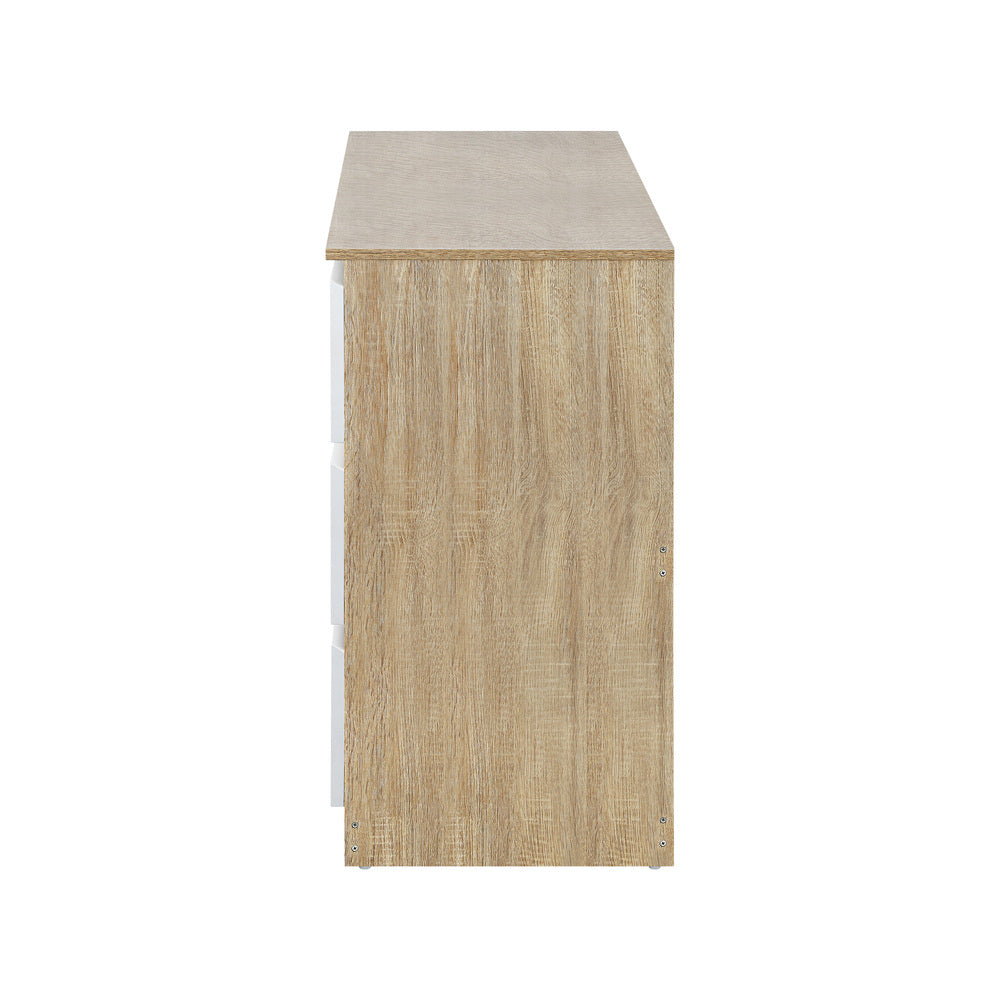 Oikiture 6 Chest of Drawers Tallboy Cabinet Dresser Table Wooden White Furniture