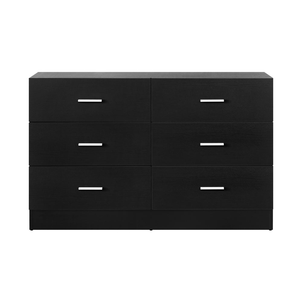 Oikiture 6 Chest of Drawers Aluminum Handles Black