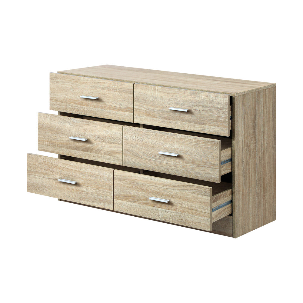 Oikiture 6 Chest of Drawers Aluminum Handles Wooden