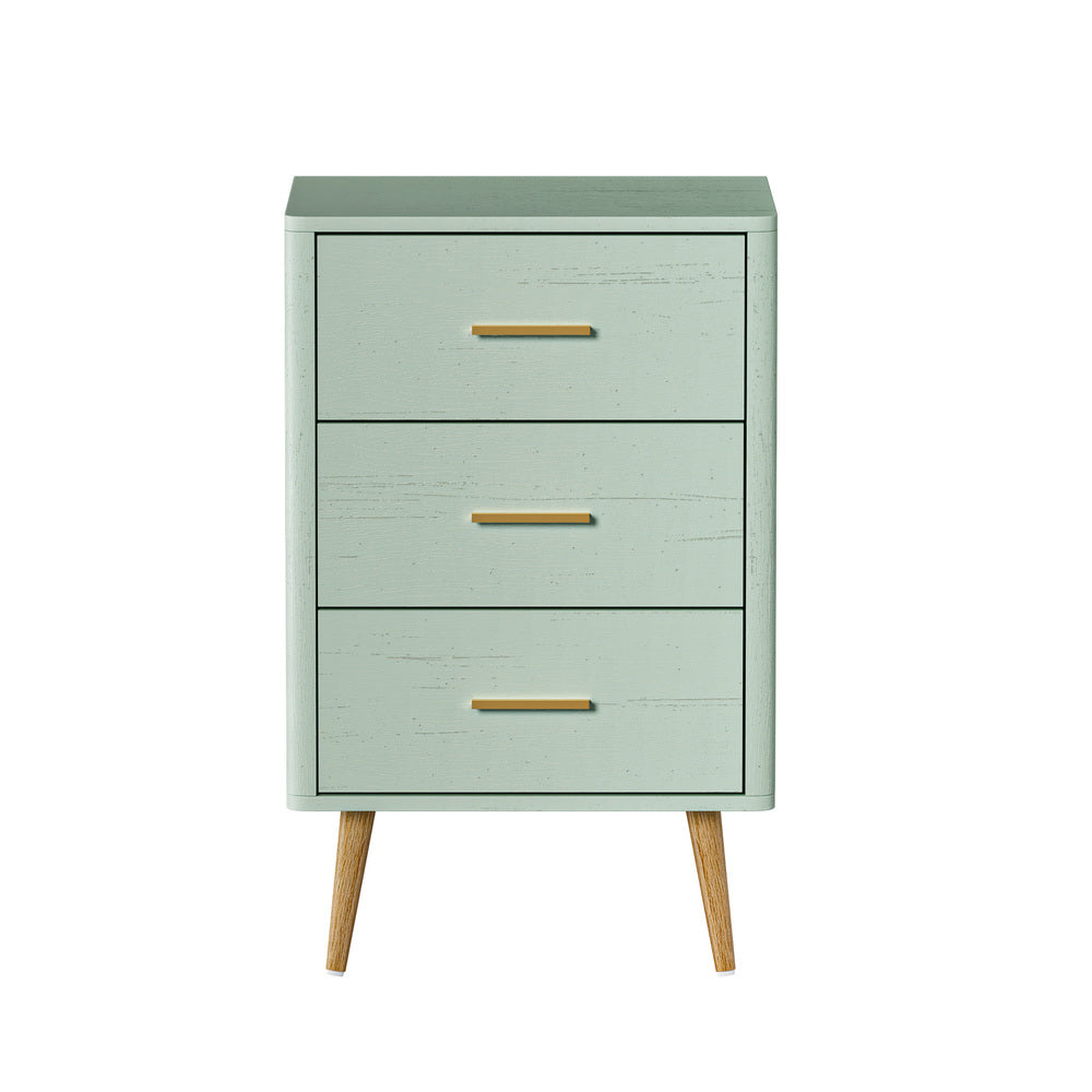 Oikiture 3 Chest of Drawers Tallboy Green