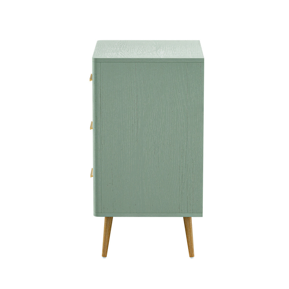 Oikiture 3 Chest of Drawers Tallboy Green