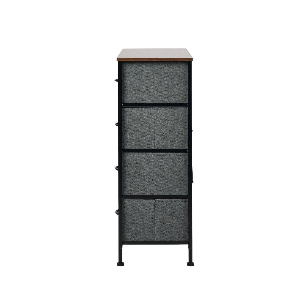 Oikiture 8 Chest of Drawers Fabric Grey Wooden Tabletop