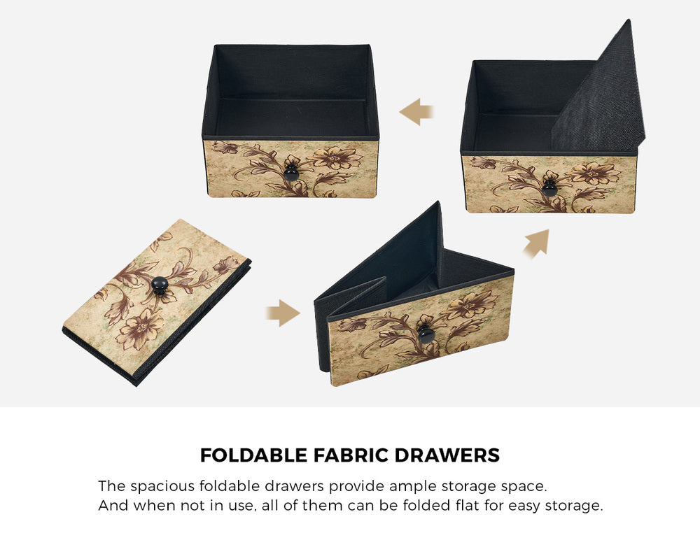 Oikiture 6 Chest of Drawers Fabric Tallboy Retro Vintage