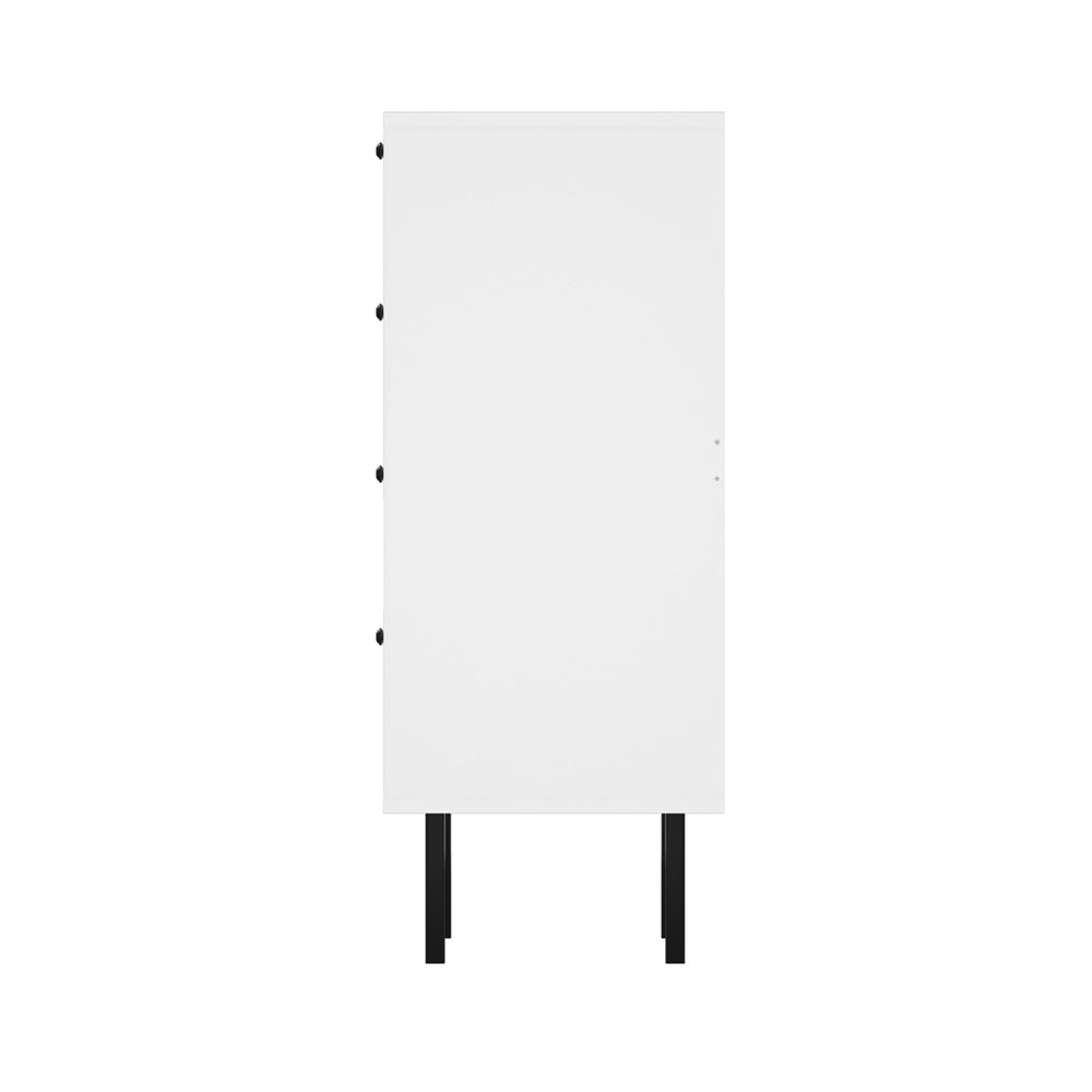 Oikiture 4 Chest of Drawers Tempered Glass Doors White