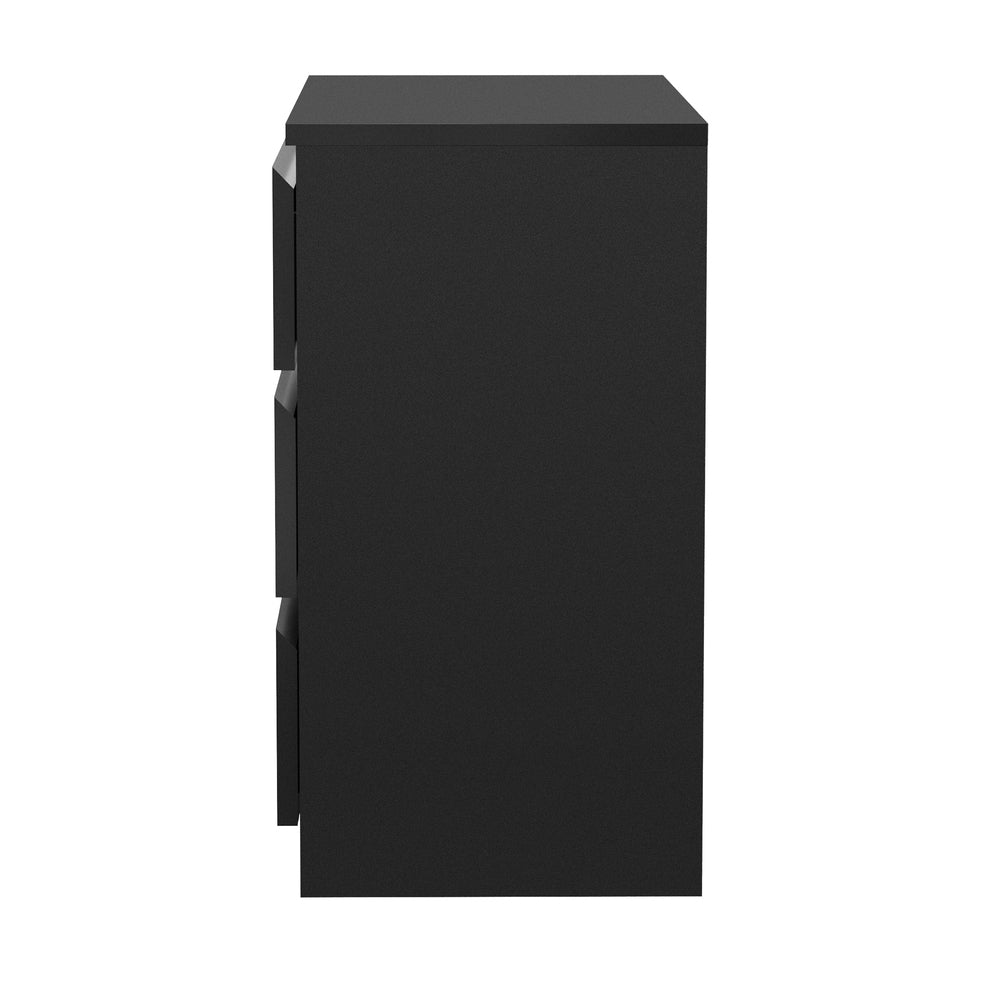 Oikiture 3 Chest of Drawers Lowboy Dresser Table Black