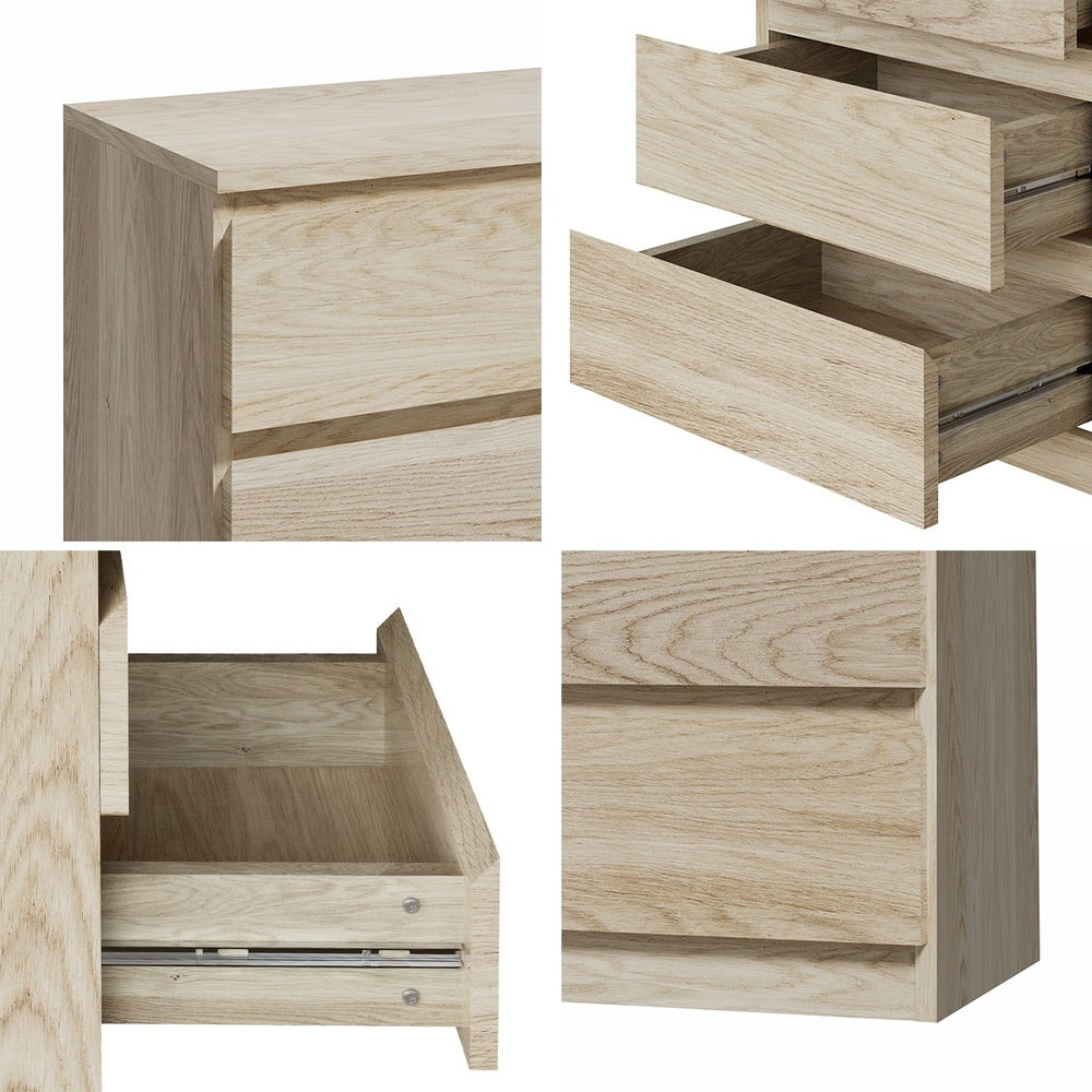 Oikiture 6 Chest of Drawers Tallboy Dresser Table Natural