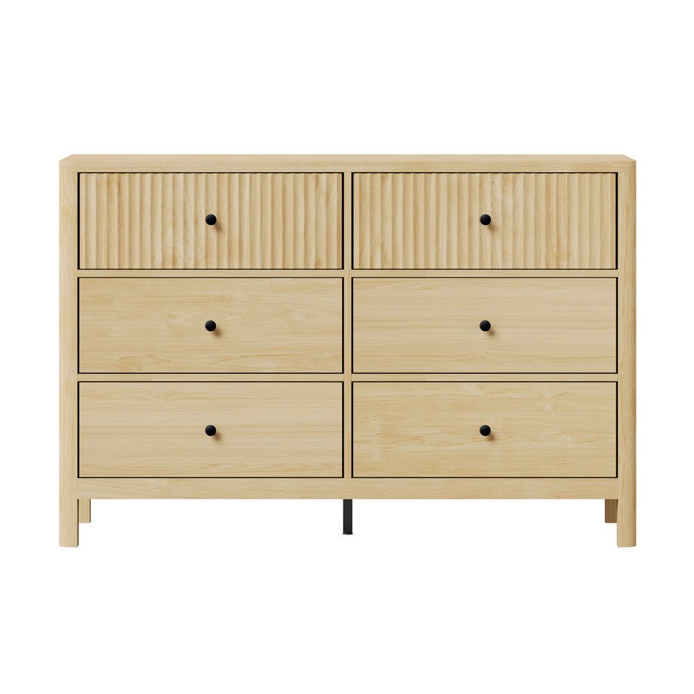 Oikiture 6 Chest of Drawers Dresser Tallboy Storage Cabinet Natural