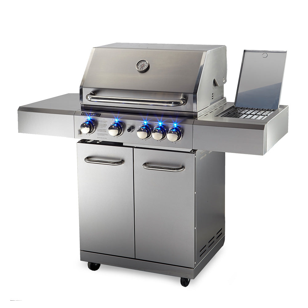 EuroGrille 5 Burner BBQ Outdoor Barbeque Grill Gas Stainless Steel Kitchen