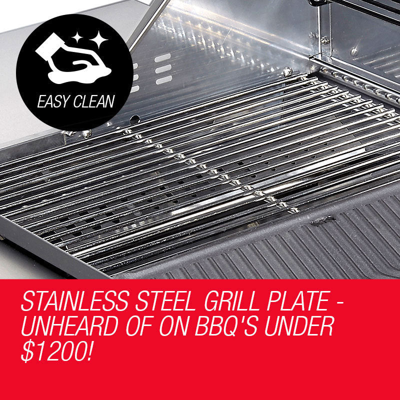 EuroGrille 5 Burner BBQ Outdoor Barbeque Grill Gas Stainless Steel Kitchen
