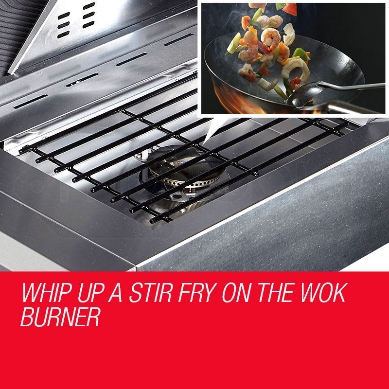 EuroGrille 5 Burner BBQ Outdoor Barbeque Grill Gas Stainless Steel Kitchen