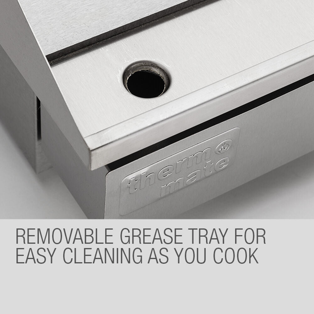 THERMOMATE Commercial Electric Griddle, 2400W Stainless Steel 55x35cm Countertop