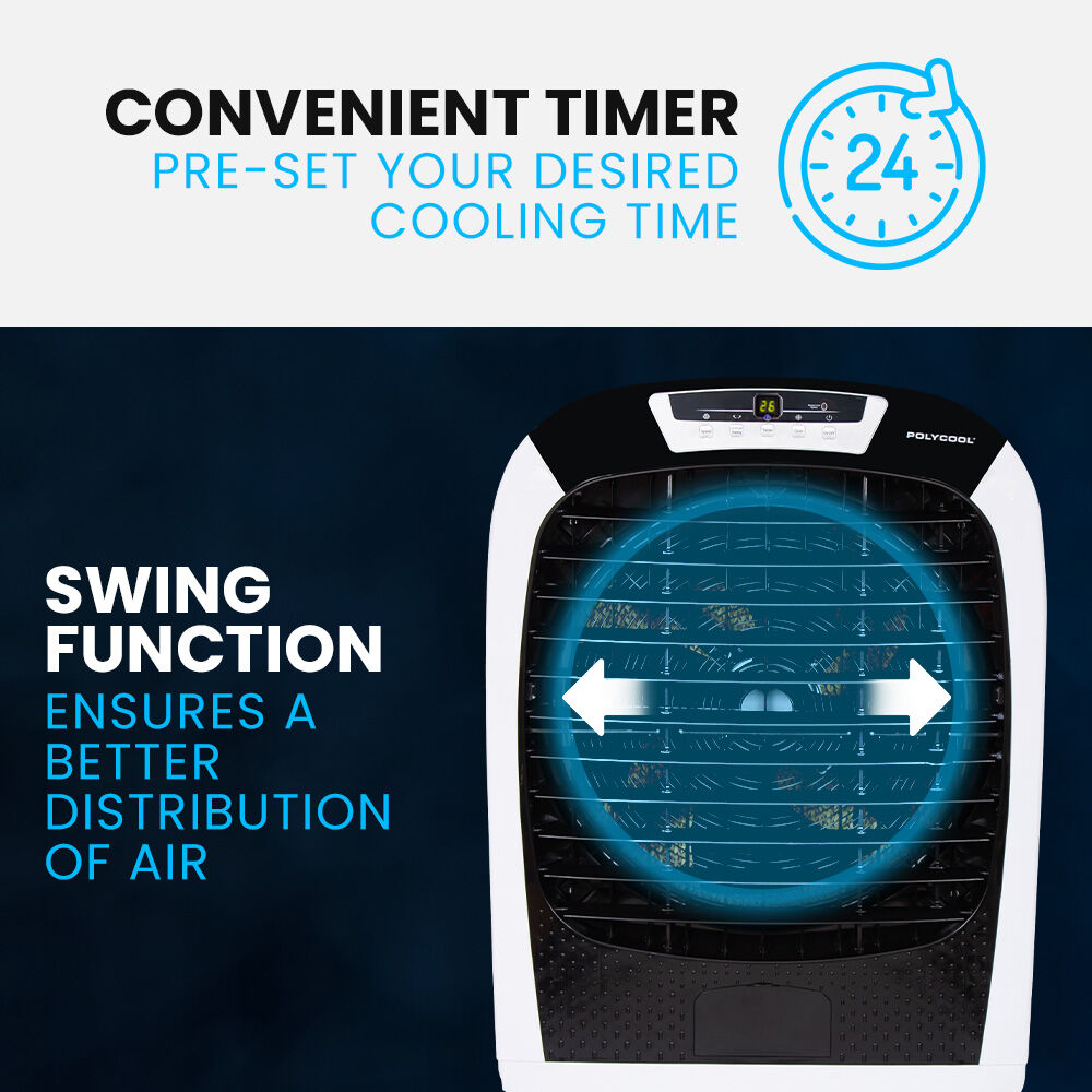 POLYCOOL 450W 80L Evaporative Air Cooler, Commercial Grade, Remote Control, Fan