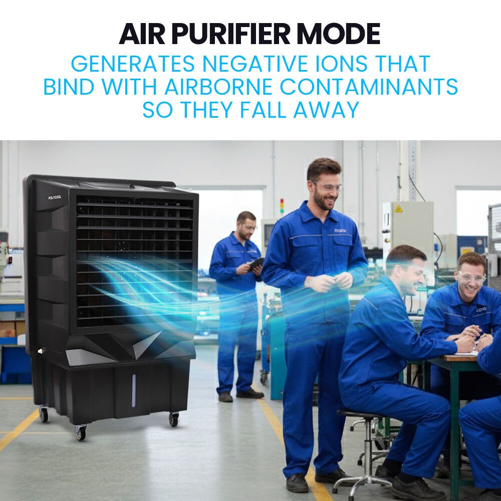 POLYCOOL 130L 750W Evaporative Air Cooler, Commercial Industrial Grade, Remote Control, Purifier, Humidifier, Fan
