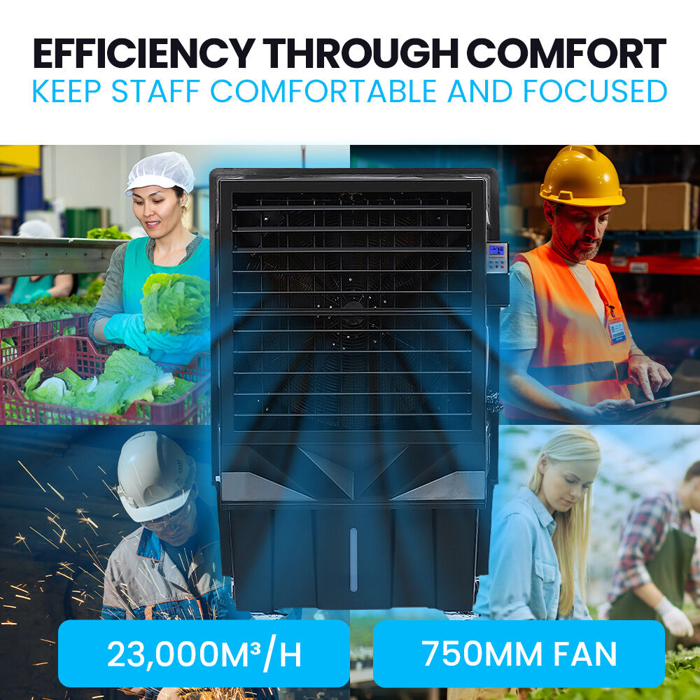 POLYCOOL 130L 750W Evaporative Air Cooler, Commercial Industrial Grade, Remote Control, Purifier, Humidifier, Fan
