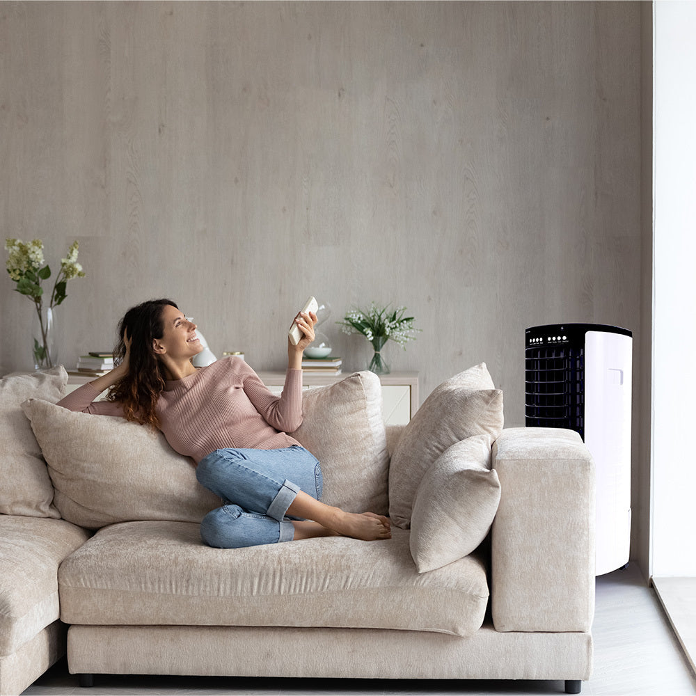 POLYCOOL 12L Evaporative Air Cooler Portable Home Fan, Purifier, Humidifier, Ioniser, Remote Control