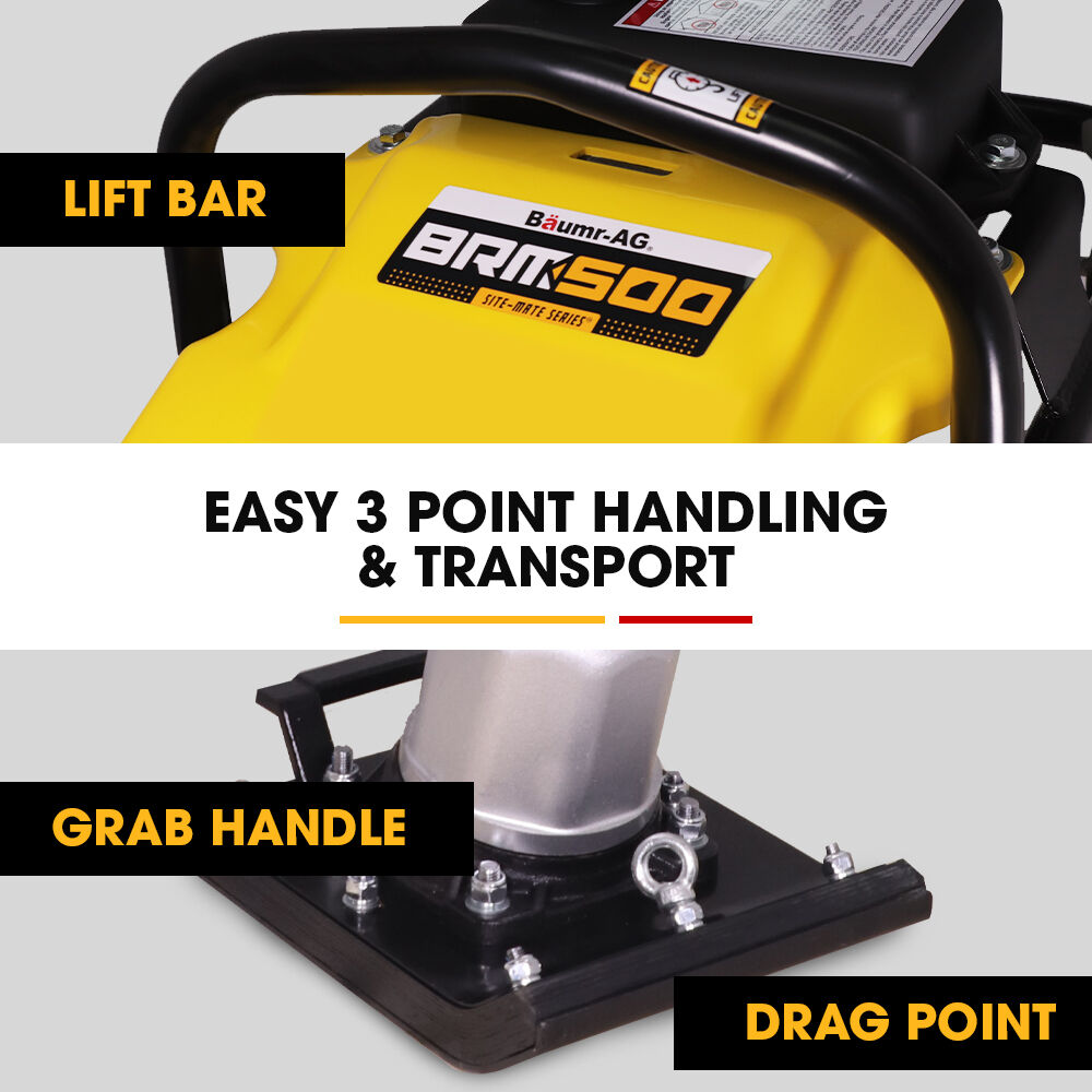 BAUMR-AG BRM-500 64KG Petrol Tamper Rammer Vibratory Plate Compactor, Lightweight, for Soil Sand Gravel Asphalt