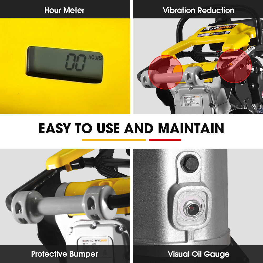 BAUMR-AG BRM-500 64KG Petrol Tamper Rammer Vibratory Plate Compactor, Lightweight, for Soil Sand Gravel Asphalt