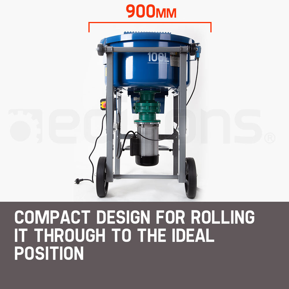 Baumr-AG 100L Mixer Mortar Electric Cement 1500W Screed Pan Heavy Duty