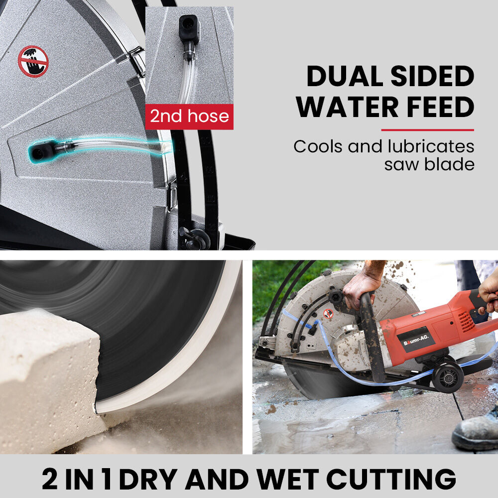 BAUMR-AG 355mm Electric Circular Concrete Saw Wet/Dry, with Diamond Blade