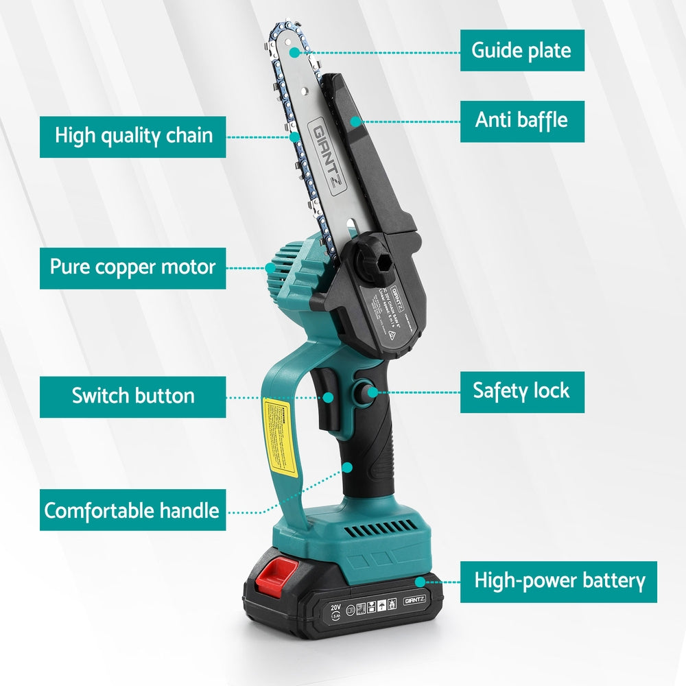 Giantz 6 Mini Cordless Electric Chainsaw Rechargeable Wood Cutter