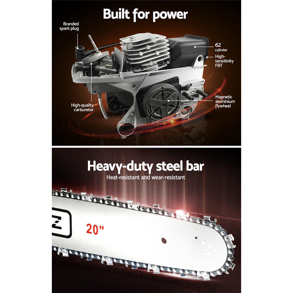 Giantz Chainsaw Petrol 62CC 20 Bar Commercial E-Start Pruning Chain Saw,Giantz Chainsaw Petrol 62CC