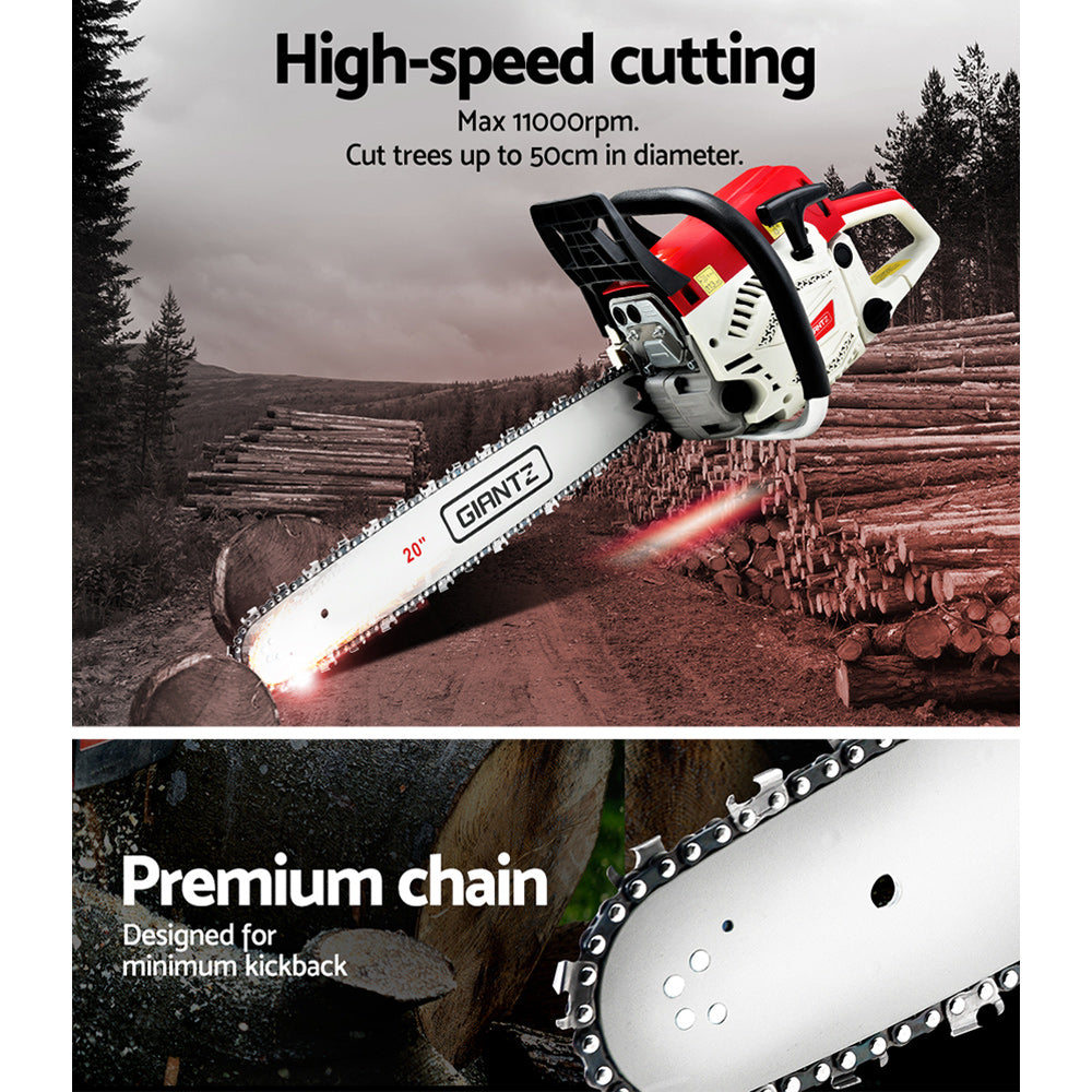Giantz Chainsaw Petrol 62CC 20 Bar Commercial E-Start Pruning Chain Saw,Giantz Chainsaw Petrol 62CC