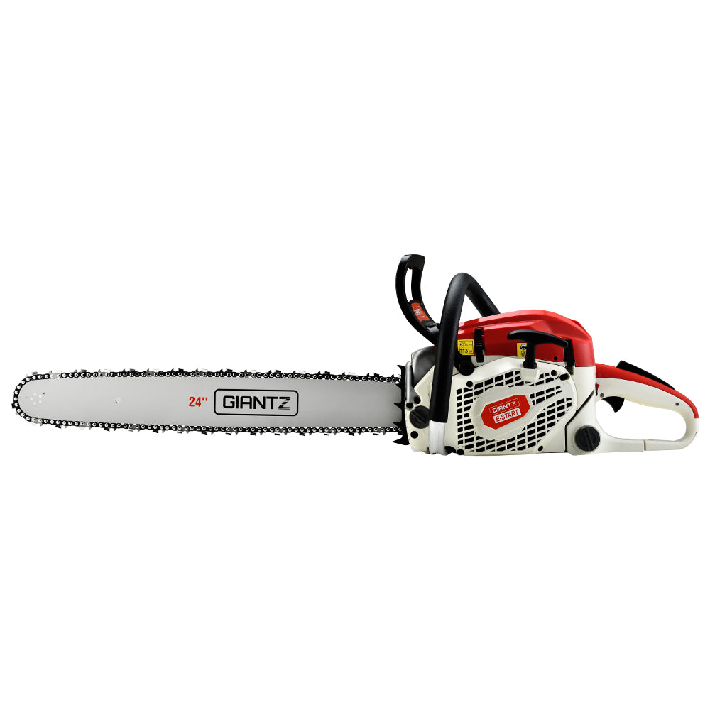 Giantz Chainsaw Petrol 92CC 24 Bar Commercial E-Start Pruning Chain Saw