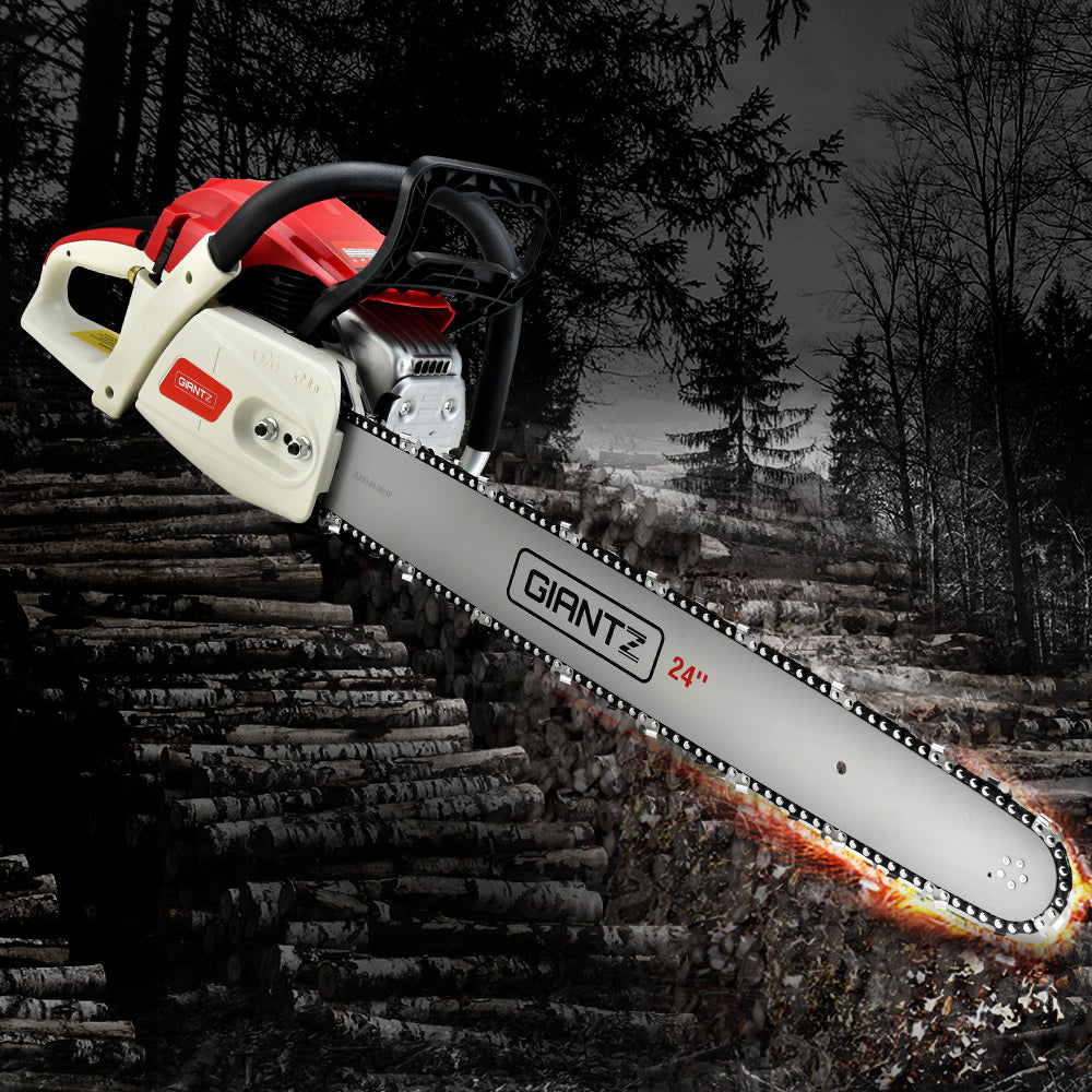 Giantz Chainsaw Petrol 92CC 24 Bar Commercial E-Start Pruning Chain Saw